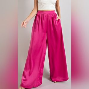 Wide leg satin pants